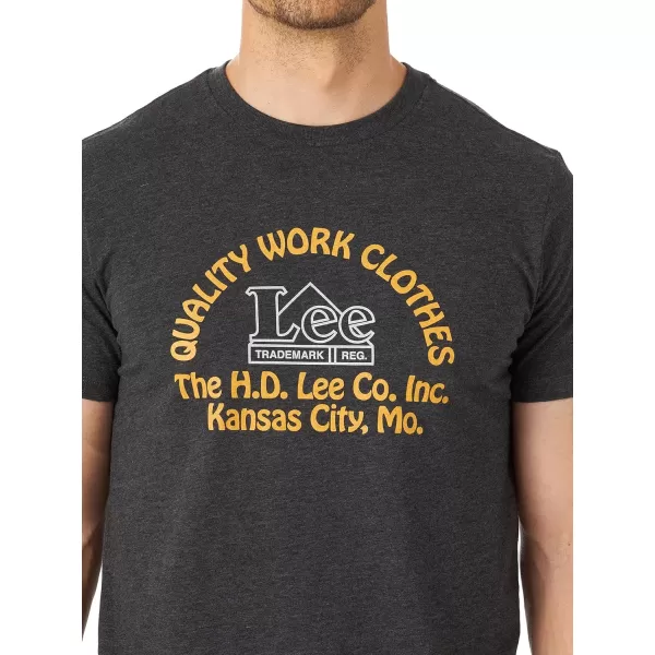 Lee Mens Short Sleeve Graphic TShirtWorkwear Logo  Heather Black