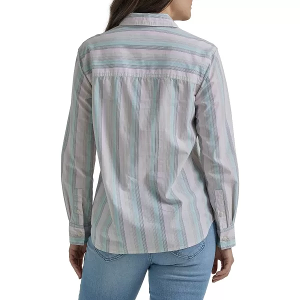 Lee Womens Legendary Long Sleeve All Purpose Button Down ShirtFort Green Stripe