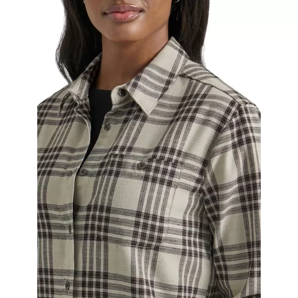 Lee Womens Legendary Long Sleeve All Purpose Button Down ShirtRuby Cocoa Graphic Plaid