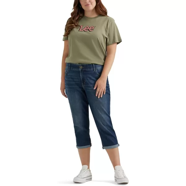 Lee Womens Plus Size Flex Motion Regular Fit 5 Pocket Capri JeanBewitched