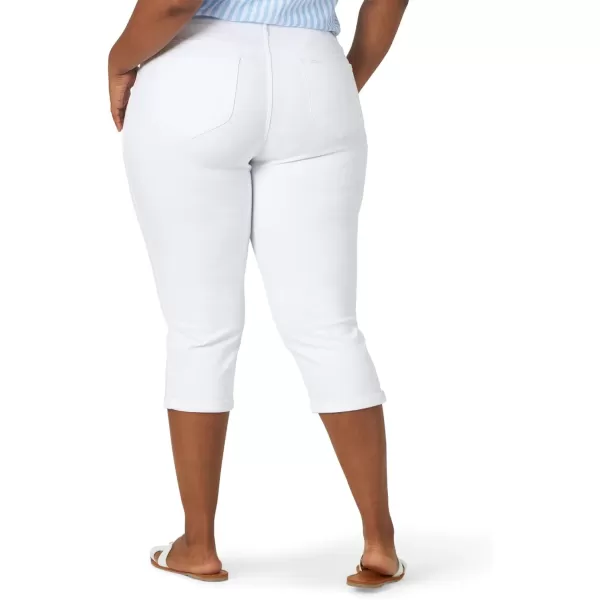 Lee Womens Plus Size Flex Motion Regular Fit 5 Pocket Capri JeanWhite