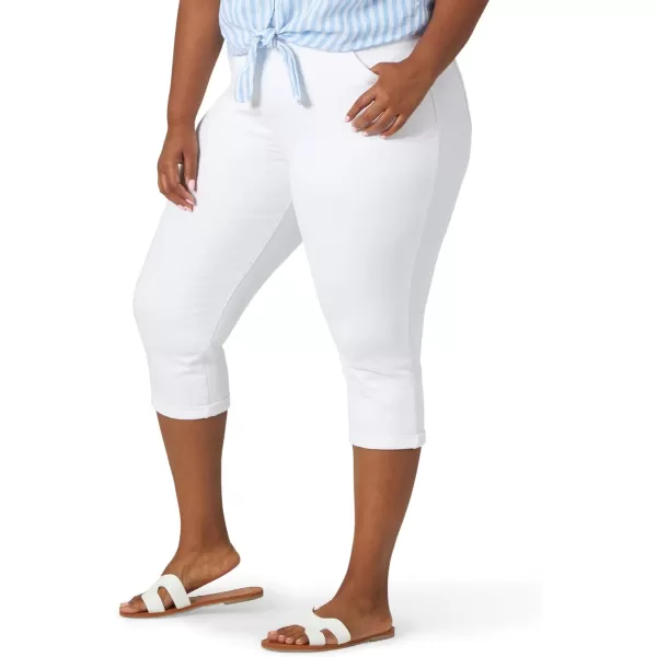 Lee Womens Plus Size Flex Motion Regular Fit 5 Pocket Capri JeanWhite