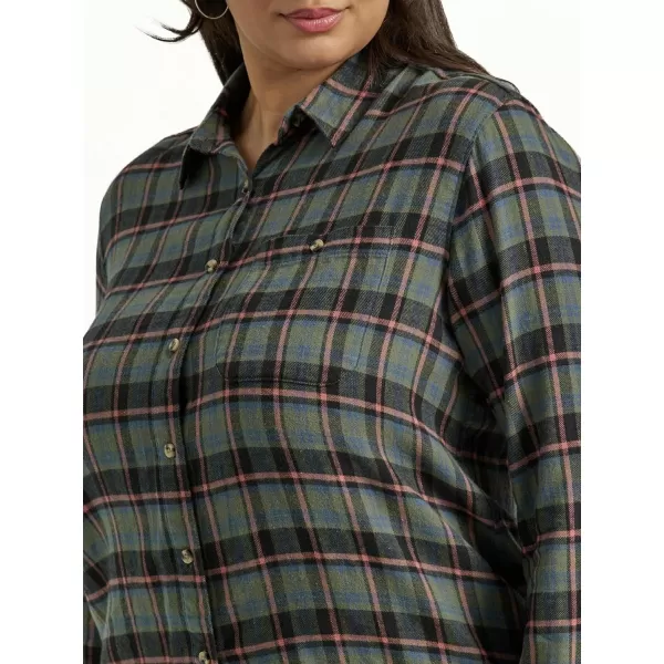 Lee Womens Plus Size Legendary Long Sleeve All Purpose Button Down ShirtOlive Grove Plaid