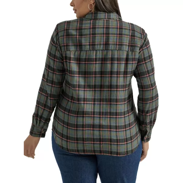 Lee Womens Plus Size Legendary Long Sleeve All Purpose Button Down ShirtOlive Grove Plaid