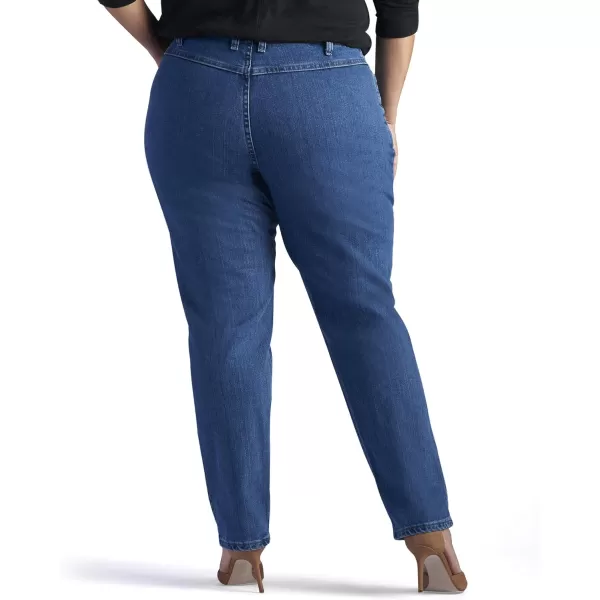 Lee Womens Plus Size Relaxed Fit Side Elastic Tapered Leg JeanPepper Stone