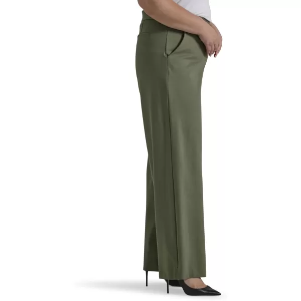 Lee Womens Plus Size Ultra Lux Comfort Any Wear Wide Leg PantOlive Grove