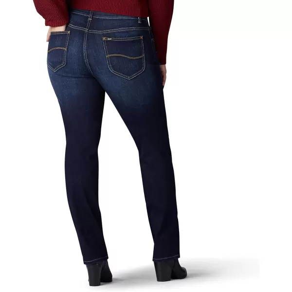 Lee Womens Plus Size Ultra Lux Comfort with Flex Motion Straight Leg JeanRoyal Skyline