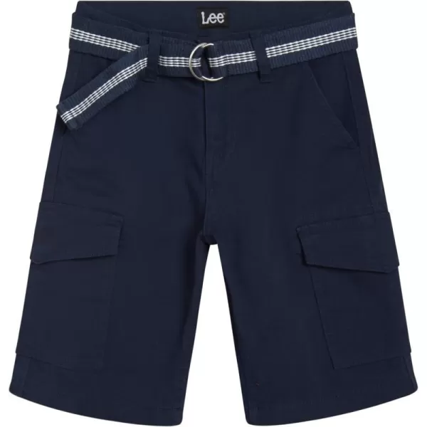 Lee Boys Shorts  Kids Cotton Stretch Cargo Shorts  Chino Khaki Shorts for Boys Canvas Belt 418 Husky AvailableDress Blue