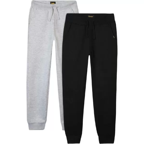 Lee Boys Sweatpants  2 Pack Basic Cozy Active Fleece Jogger Pants with Pockets for Boys 47BlackGrey Heather