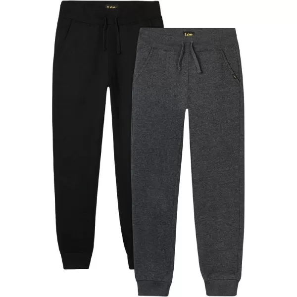 Lee Boys Sweatpants  2 Pack Basic Cozy Active Fleece Jogger Pants with Pockets for Boys 47Charcoal HeatherBlack