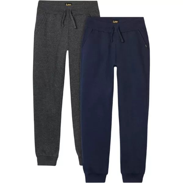 Lee Boys Sweatpants  2 Pack Basic Cozy Active Fleece Jogger Pants with Pockets for Boys 47NavyCharcoal Heather