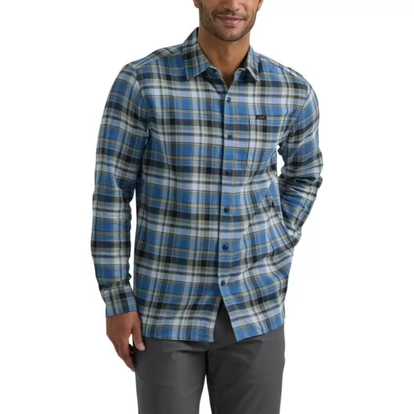 Lee Mens Extreme Motion All Purpose Long Sleeve Worker ShirtMidcentury Blue Plaid