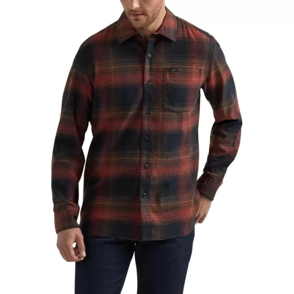 Lee Mens Extreme Motion All Purpose Long Sleeve Worker ShirtSweet Maple Black Plaid