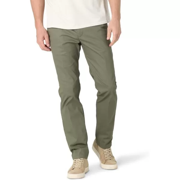 Lee Mens Extreme Motion Flat Front Slim Straight PantMuted Olive