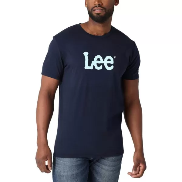 Lee Mens Short Sleeve Graphic TShirtDark Sapphirelight Blue Twitch