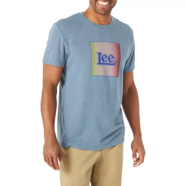 Lee Mens Short Sleeve Graphic TShirtGradient Box Logo  Heather Harbor