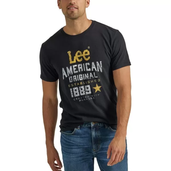 Lee Mens Short Sleeve Graphic TShirtJet Black American Original