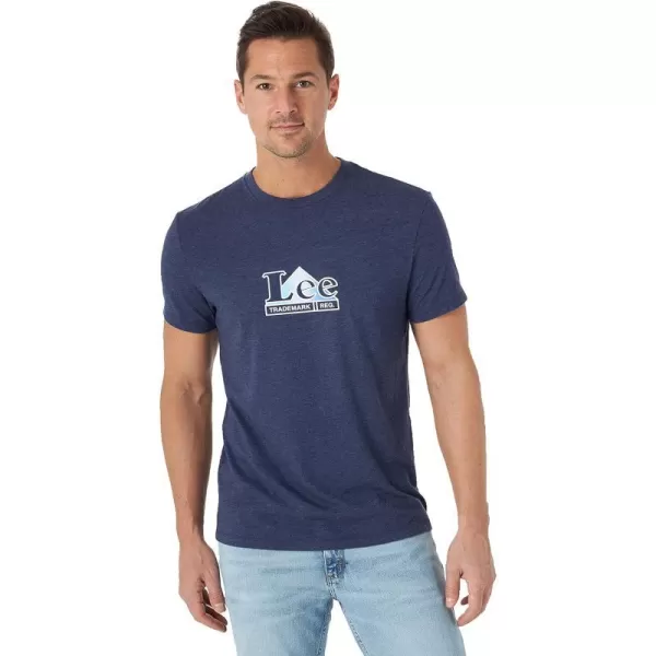 Lee Mens Short Sleeve Graphic TShirtWorkwear Logo  Heather Midevil Blue