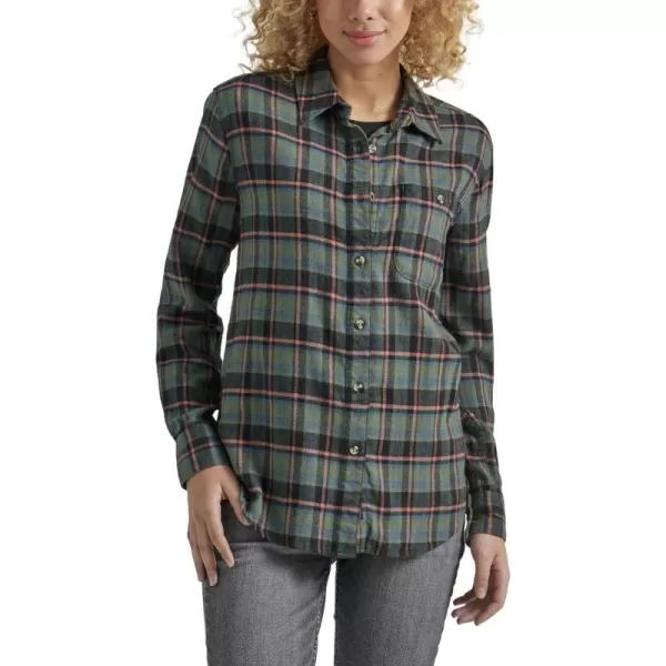 Lee Womens Legendary Long Sleeve All Purpose Button Down ShirtOlive Grove Plaid