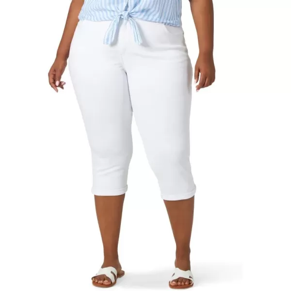 Lee Womens Plus Size Flex Motion Regular Fit 5 Pocket Capri JeanWhite