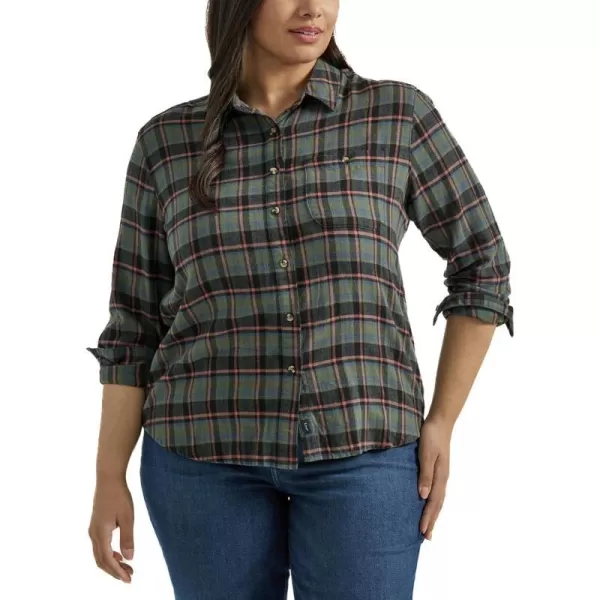 Lee Womens Plus Size Legendary Long Sleeve All Purpose Button Down ShirtOlive Grove Plaid