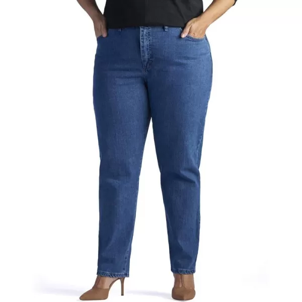 Lee Womens Plus Size Relaxed Fit Side Elastic Tapered Leg JeanPepper Stone