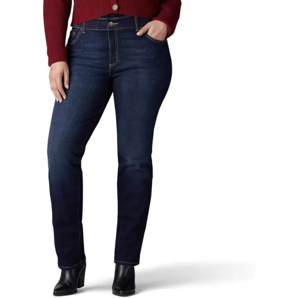 Lee Womens Plus Size Ultra Lux Comfort with Flex Motion Straight Leg JeanRoyal Skyline