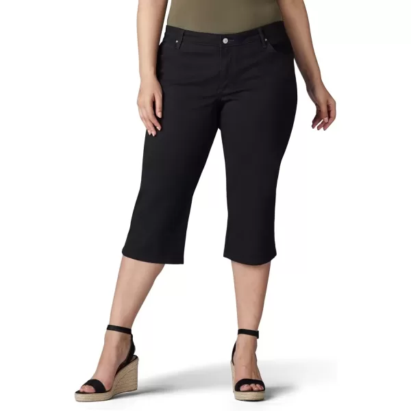 imageLee Womens Plus Size Relaxed Fit Denim Capri JeanBlack