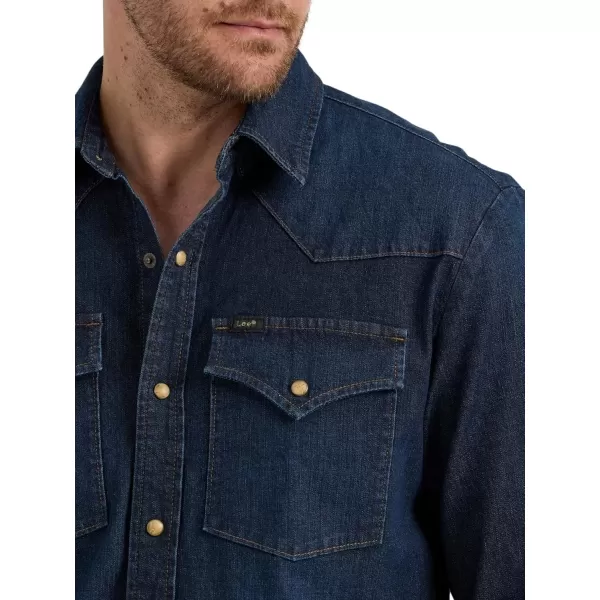 imageLee Mens Heritage Western ShirtInky Blue Vintage Wash