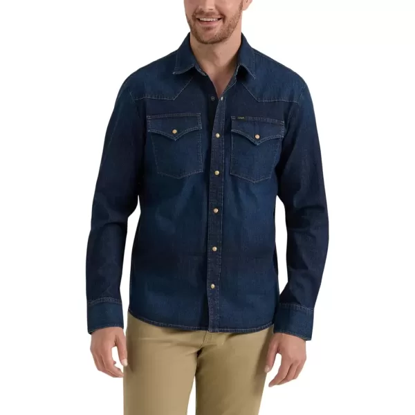 imageLee Mens Heritage Western ShirtInky Blue Vintage Wash