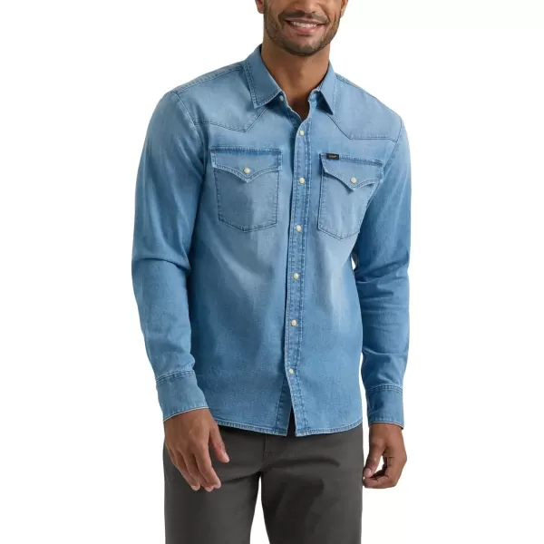 imageLee Mens Heritage Western ShirtLight Worn in Wash