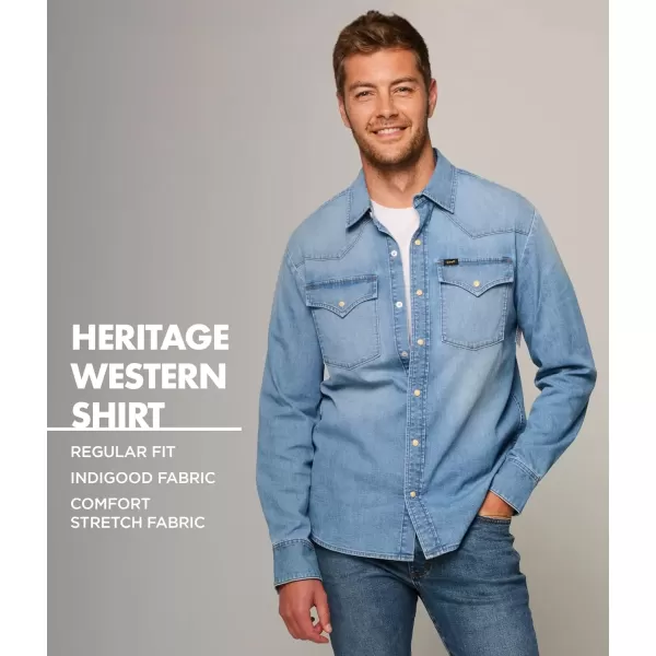 imageLee Mens Heritage Western ShirtLight Worn in Wash