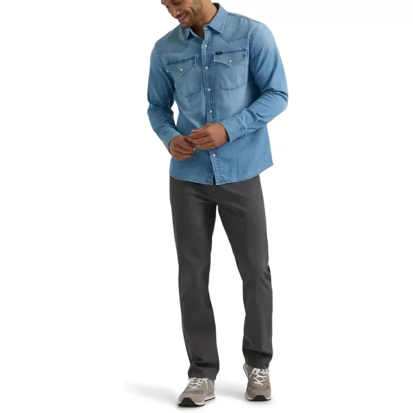 imageLee Mens Heritage Western ShirtLight Worn in Wash