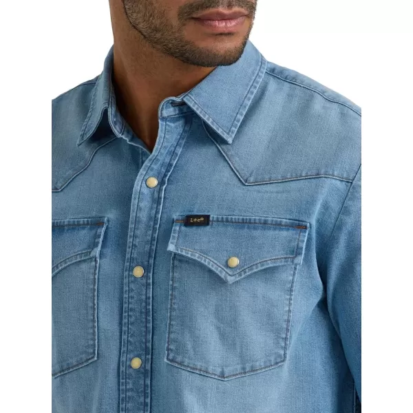 imageLee Mens Heritage Western ShirtLight Worn in Wash