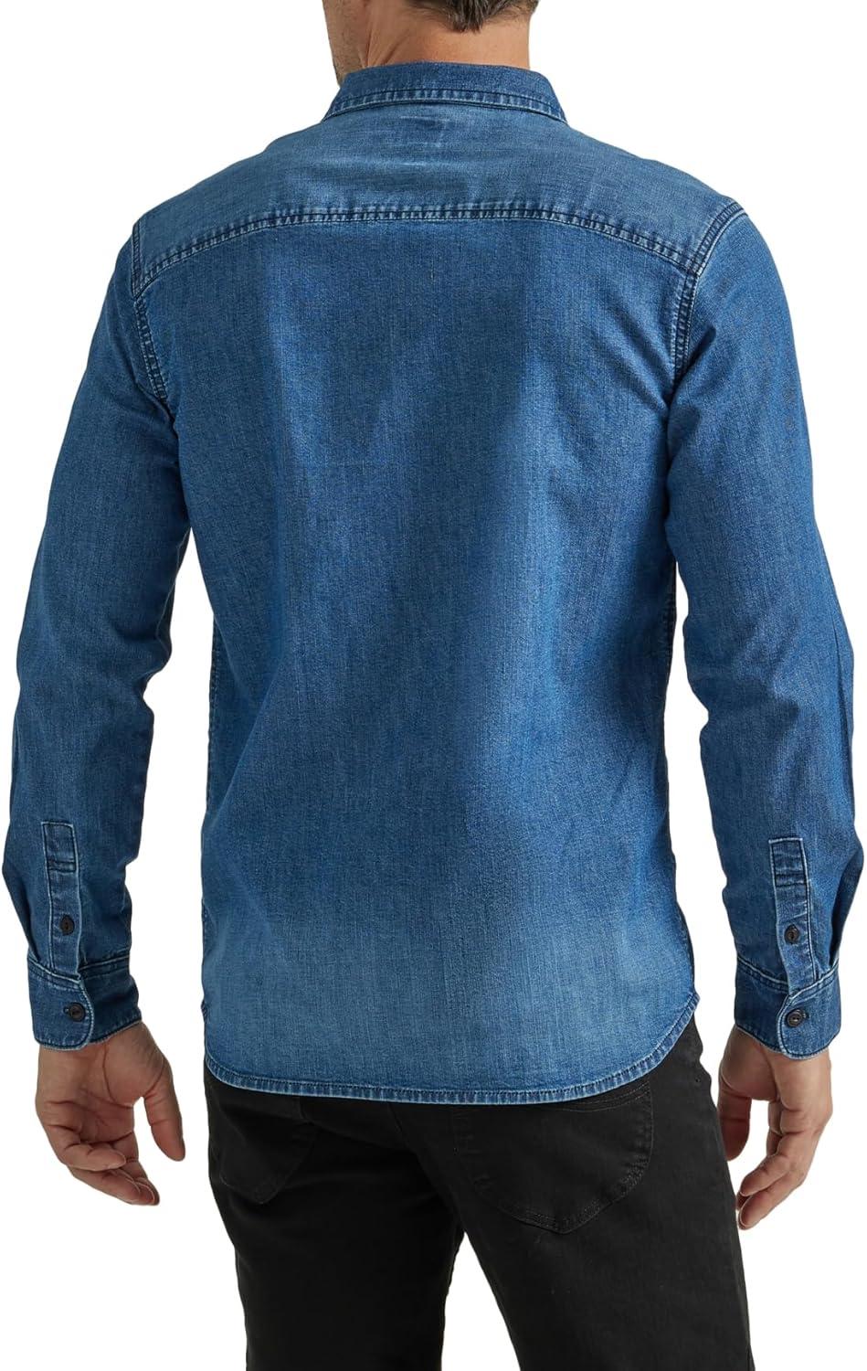 imageLee Mens All Purpose Classic Fit Long Sleeve ShirtDenim Medium Wash Indigo