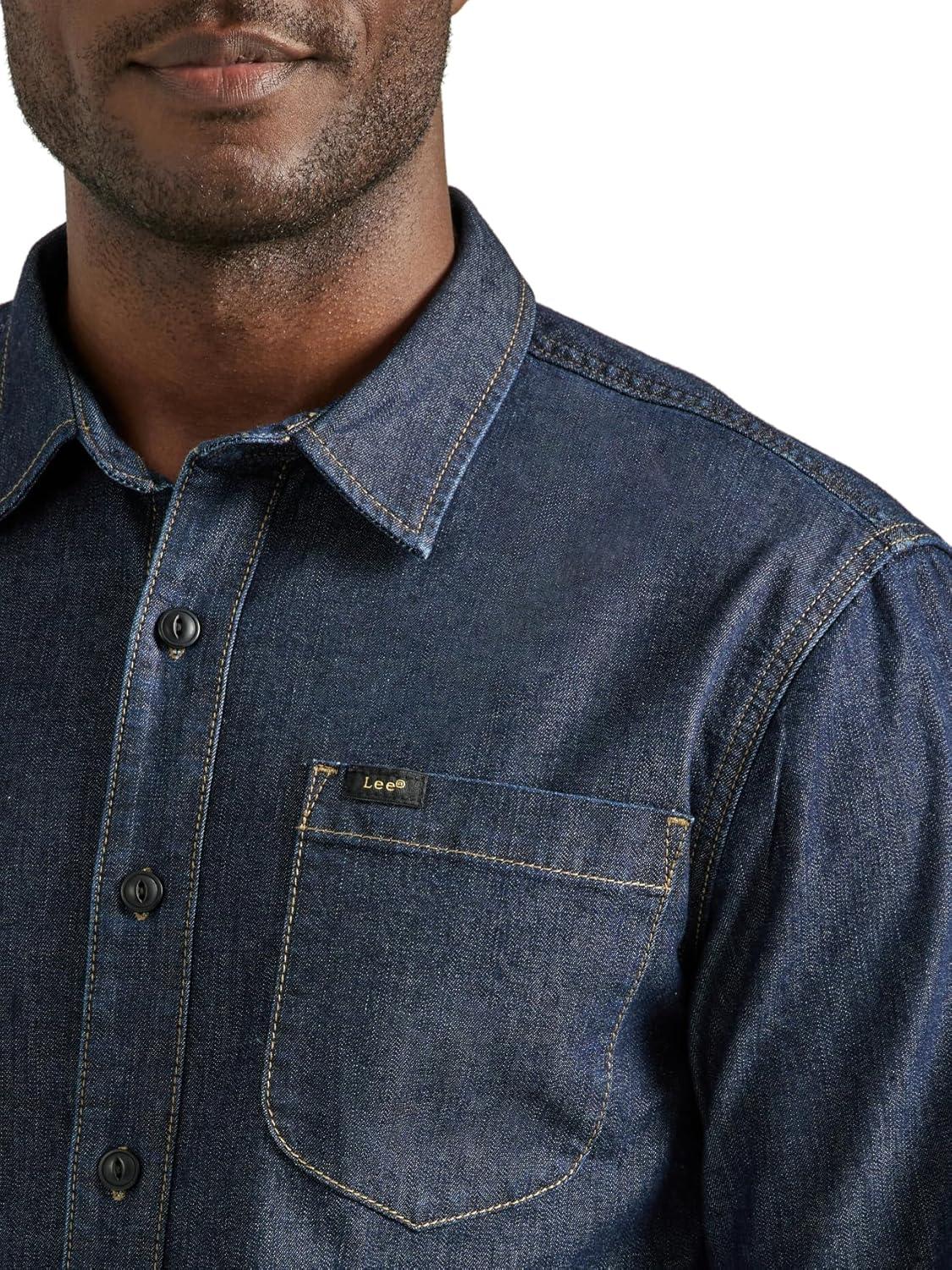 imageLee Mens All Purpose Classic Fit Long Sleeve ShirtDenim Rinse Wash
