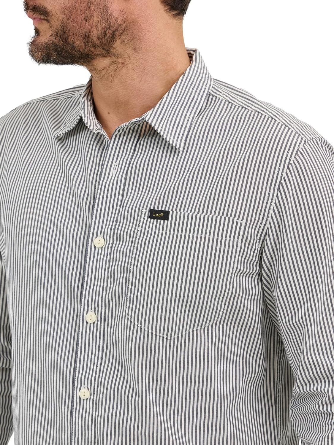 imageLee Mens All Purpose Classic Fit Long Sleeve ShirtEcru Stripe