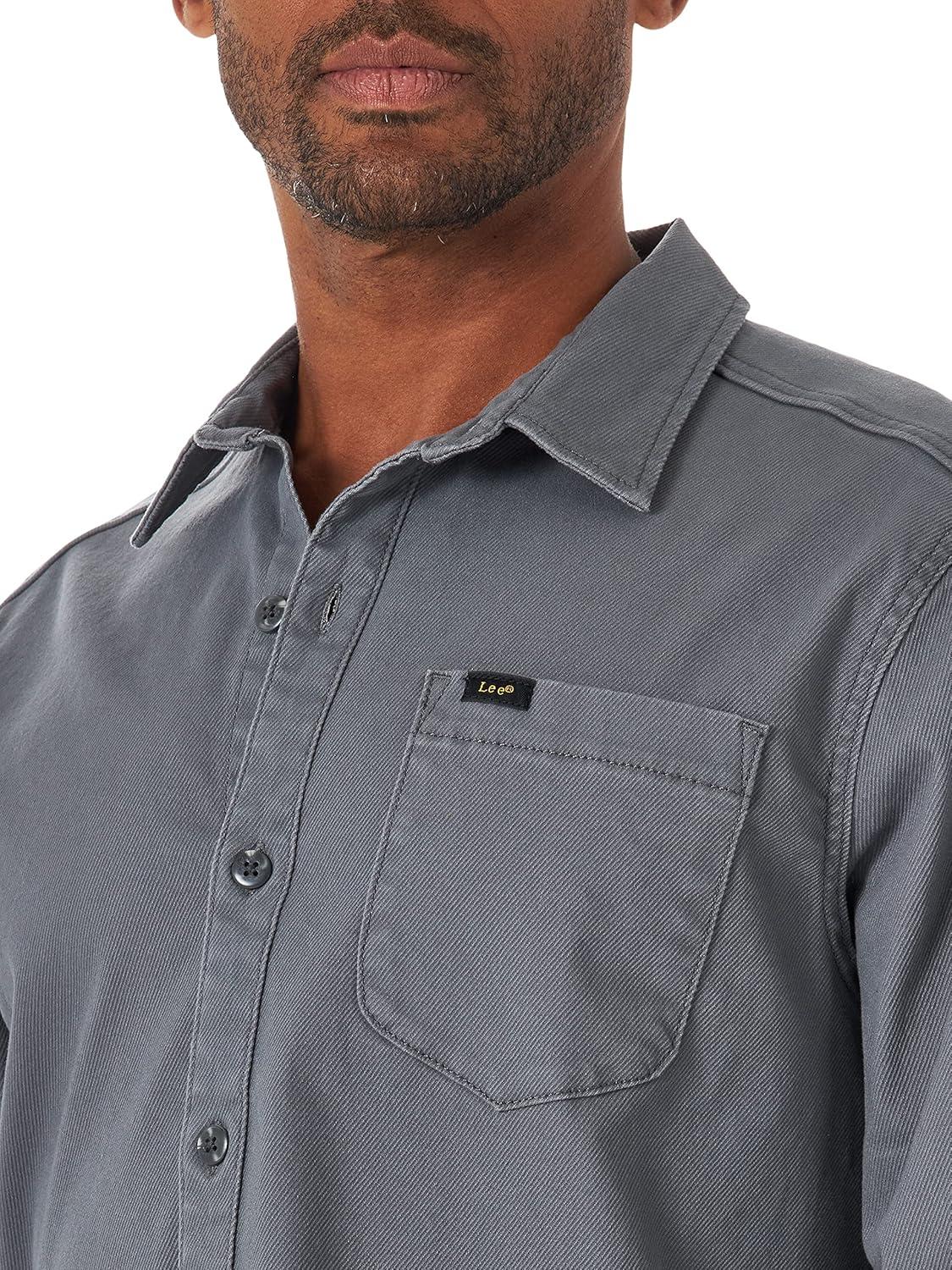 imageLee Mens All Purpose Classic Fit Long Sleeve ShirtGray  Calvary Twill