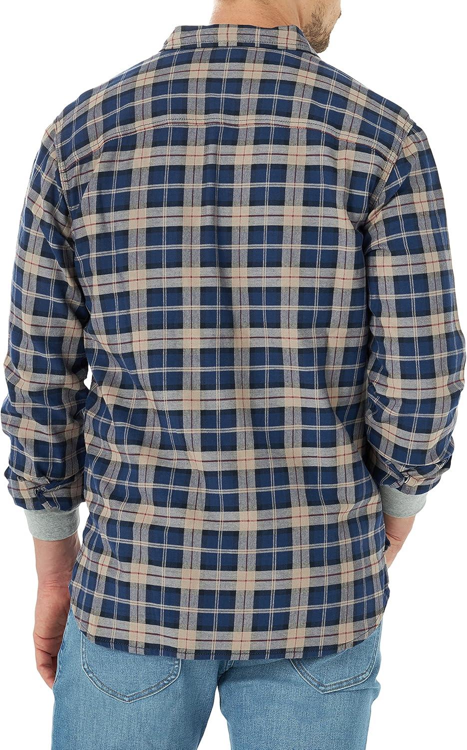 imageLee Mens All Purpose Classic Fit Long Sleeve ShirtNavy Plaid  Stretch Twill