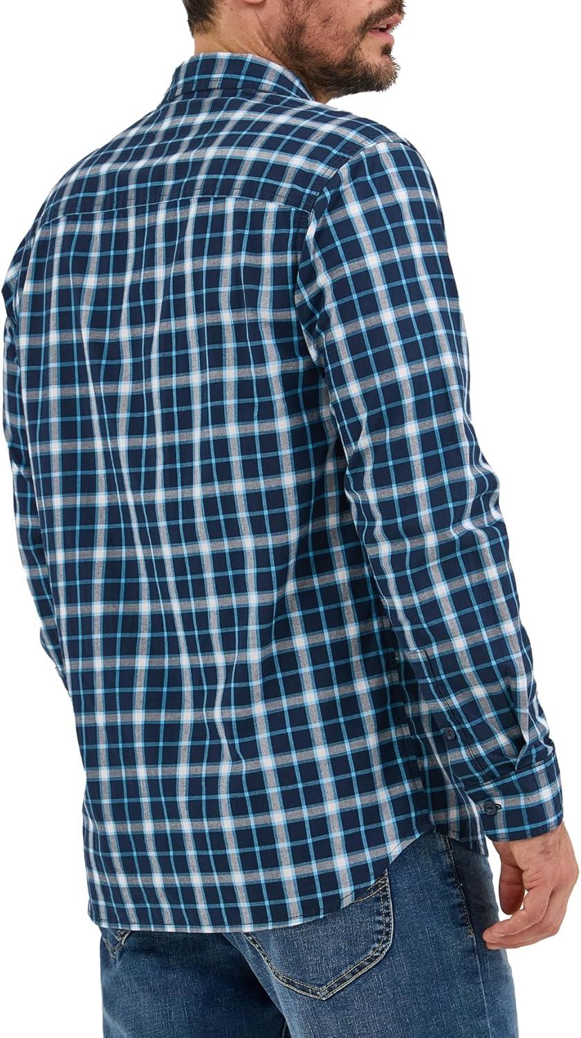 imageLee Mens All Purpose Classic Fit Long Sleeve ShirtRivet Navy Plaid