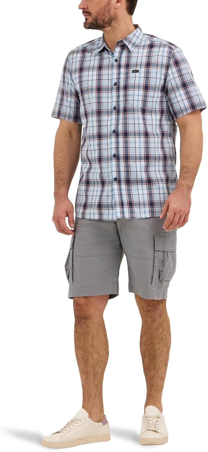 imageLee Mens All Purpose Classic Fit Short Sleeve ShirtAurora Sepia Plaid