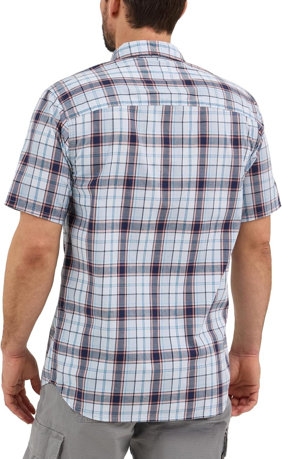 imageLee Mens All Purpose Classic Fit Short Sleeve ShirtAurora Sepia Plaid