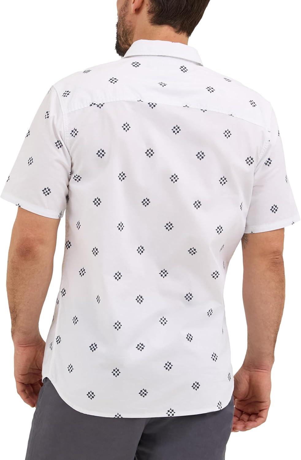 imageLee Mens All Purpose Classic Fit Short Sleeve ShirtWhite Geometric