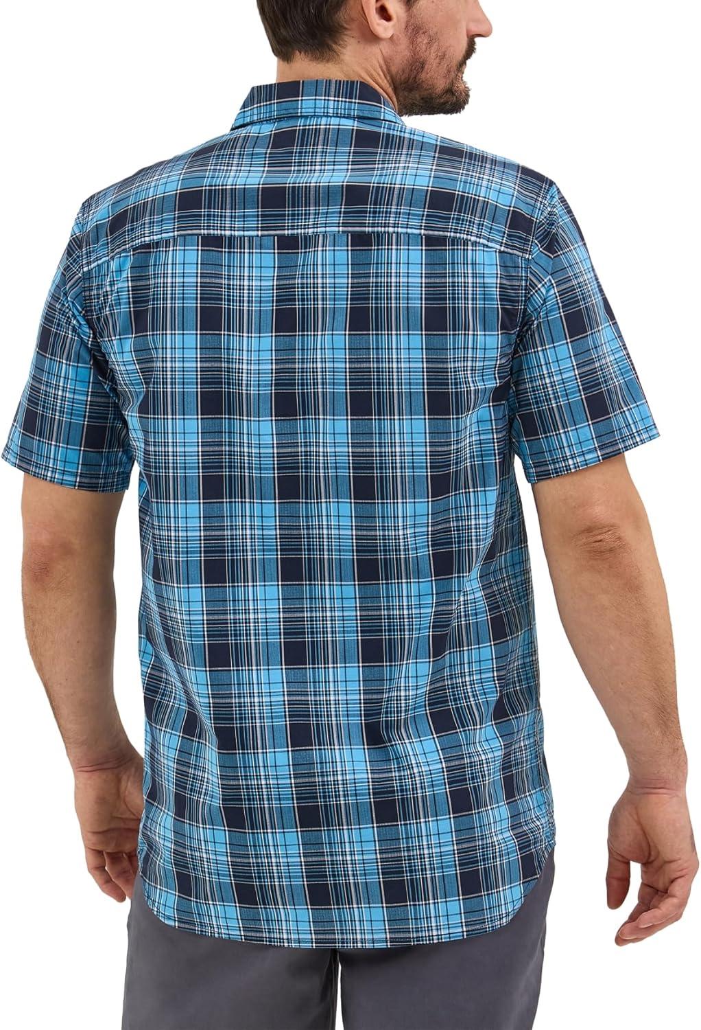 imageLee Mens Extreme Motion Short Sleeve Performance ShirtRivet Navy Plaid
