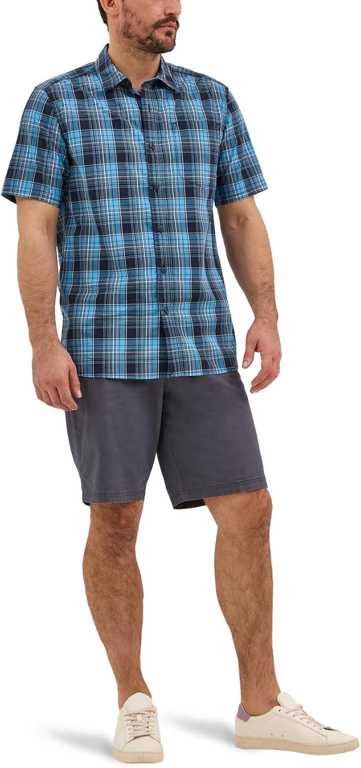 imageLee Mens Extreme Motion Short Sleeve Performance ShirtRivet Navy Plaid