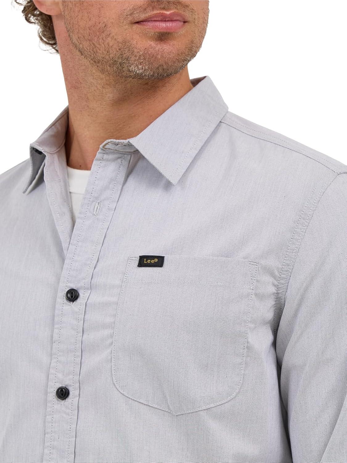imageLee Mens X Move Long Sleeve AllPurpose 1 Pocket ShirtStatic Gray