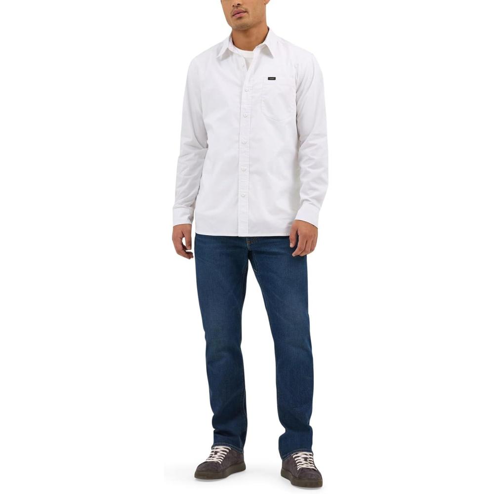 imageLee Mens X Move Long Sleeve AllPurpose 1 Pocket ShirtBright White