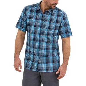 imageLee Mens Extreme Motion Short Sleeve Performance ShirtRivet Navy Plaid