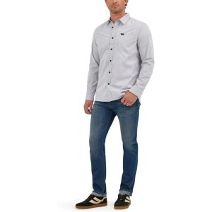 imageLee Mens X Move Long Sleeve AllPurpose 1 Pocket ShirtStatic Gray