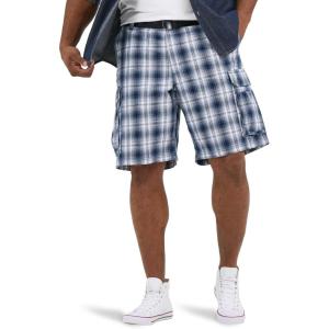 imageLee Mens Big ampamp Tall New Belted Wyoming Cargo ShortBlue Plaid
